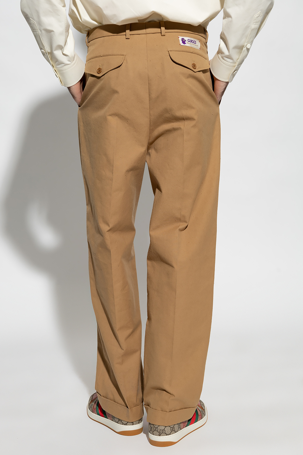 front trousers Gucci - Beige Cotton pleat - monogram-print